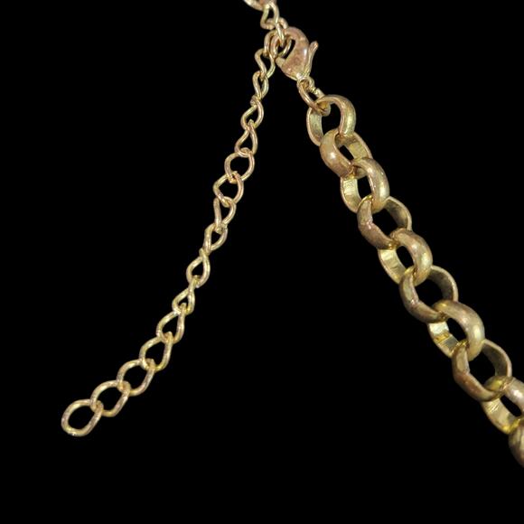 Chainmail Necklace Gold Tone Chain Link Mesh Bib Maille Draped Honeycomb Loops - Picture 7 of 12